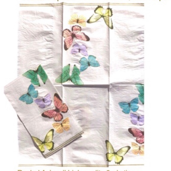 Rachel Ashwell Other - Two (2) Assorted Individual DYI Decoupage Guest Towel Napkins: Flutter Papillon